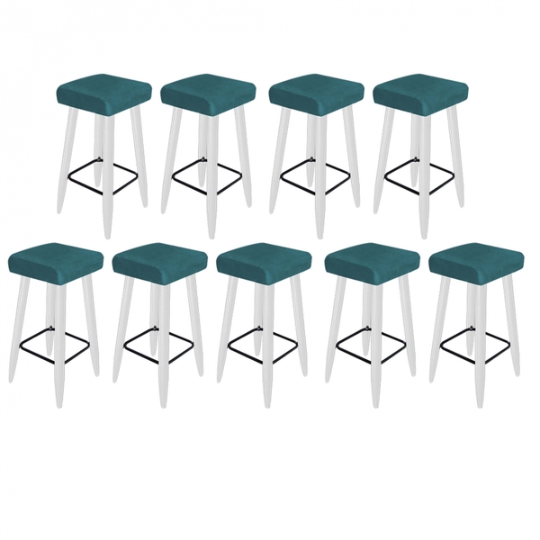 Kit 09 Banqueta Alta Quadrado Luma Para Cozinha Bar Balcão Bi