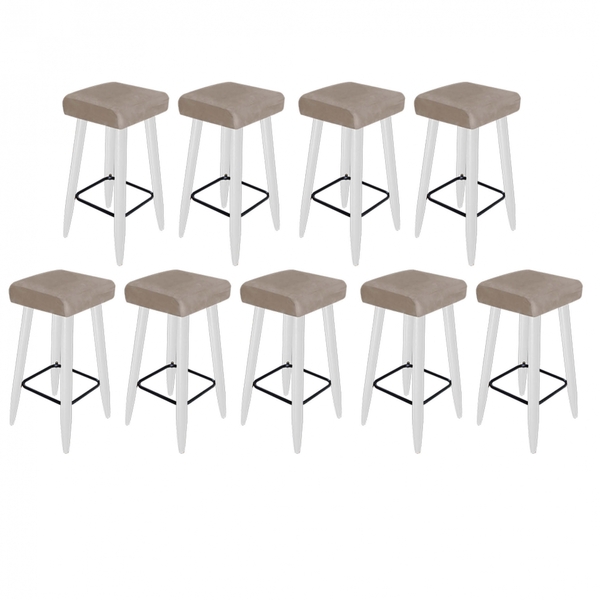 Kit 09 Banqueta Alta Quadrado Luma Para Cozinha Bar Balcão Bi