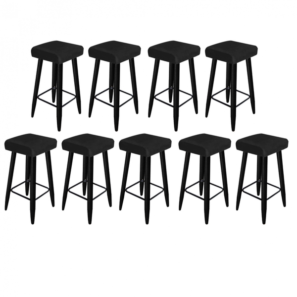 Kit 09 Banqueta Alta Quadrado Luma Para Cozinha Bar Balcão Bi