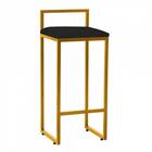 Kit 09 Banqueta Lina Ferro Dourado Suede Preto