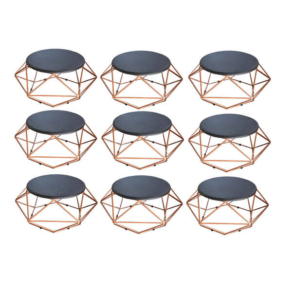 Kit 09 Mesa De Centro Life Industrial Pé Ferro Bronze Tampo M