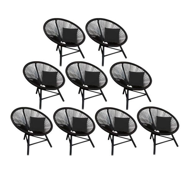 Kit 09 Poltrona Cadeira Corino Preto