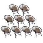 Kit 09 Poltrona Cadeira Jardim Varanda Corino Bege