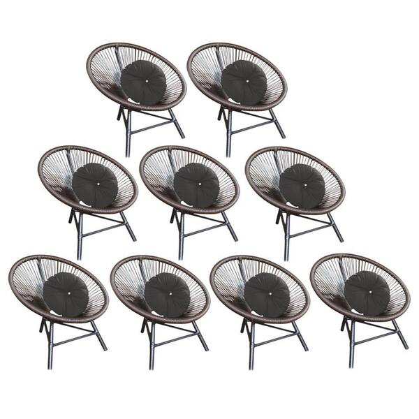 Kit 09 Poltrona Cadeira Jardim Varanda Corino Cinza