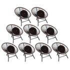 Kit 09 Poltrona Cadeira Jardim Varanda Corino Marrom