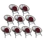 Kit 09 Poltrona Cadeira Jardim Varanda Suede Marsala Bordô