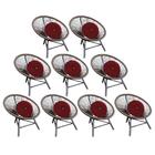 Kit 09 Poltrona Cadeira Jardim Varanda Suede Vermelho