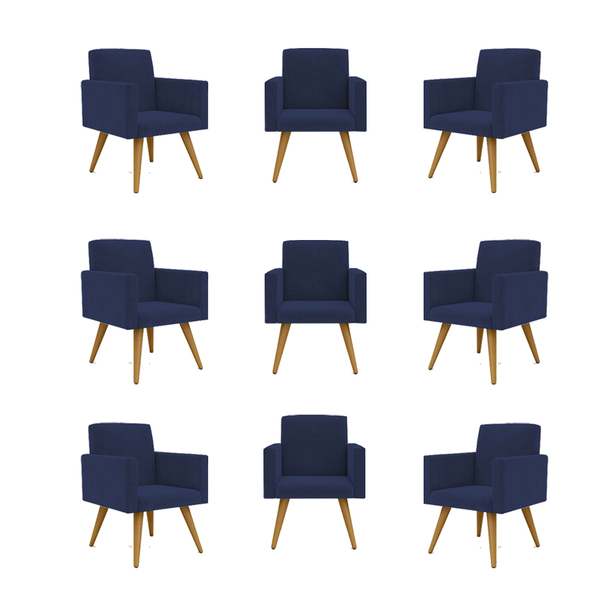 Kit 09 Poltronas Decorativas - Sala, Quarto, Escritorio Azul