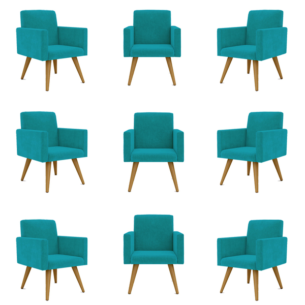 Kit 09 Poltronas Nina Decorativa Para Recepção Balaqui Decor