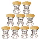 Kit 09 Puff Banqueta Louis Aramado Hexágono Bronze Pelúcia Do