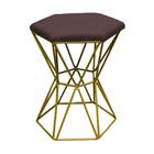 Kit 09 Puff Banqueta Louis Industrial Hexágono Ferro Dourado