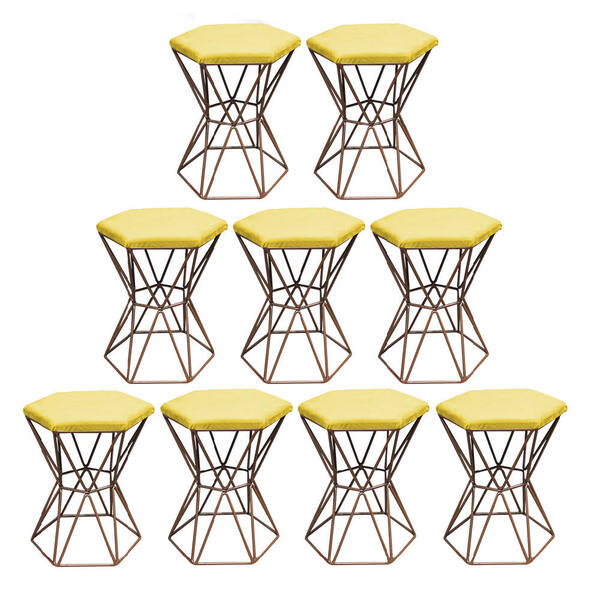 Kit 09 Puff Banqueta Louis Industrial Para Penteadeira Sala H