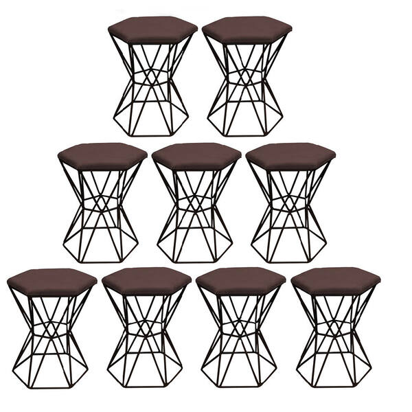 Kit 09 Puff Banqueta Louis Industrial Para Penteadeira Sala H