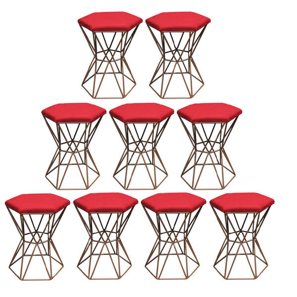 Kit 09 Puff Banqueta Louis Industrial Para Penteadeira Sala H