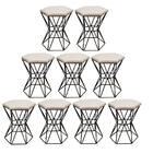 Kit 09 Puff Banqueta Louis Industrial Para Penteadeira Sala H