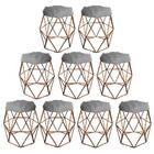 Kit 09 Puff Banqueta Luna Aramado Hexágono Bronze Pelúcia Cin