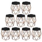 Kit 09 Puff Banqueta Luna Aramado Hexágono Bronze Pelúcia Pre