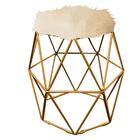 Kit 09 Puff Banqueta Luna Aramado Hexágono Dourado Pelúcia Be