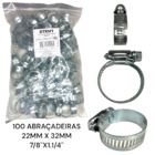 Kit 100 Abraçadeiras Rosca Sem Fim Galvanizada 22m X 32mm 7/8