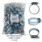 Kit 100 Abraçadeiras Rosca Sem Fim Galvanizada 25mm X 38mm 1x