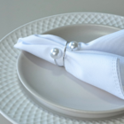 Kit 100 Anéis Guardanapo Pérola Dupla Volta Prata 4,5cm