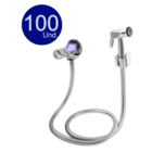 Kit 100 Ducha Higiênica Completa C/ Registro 1/4 Volta Metal