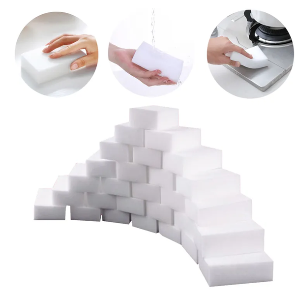 Kit 100 Esponjas Branca Grande Mágica Tira Manchas Melanina