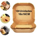 Kit 100 Formas Papel P/ Airfryer Forro Antiaderente Quadrada