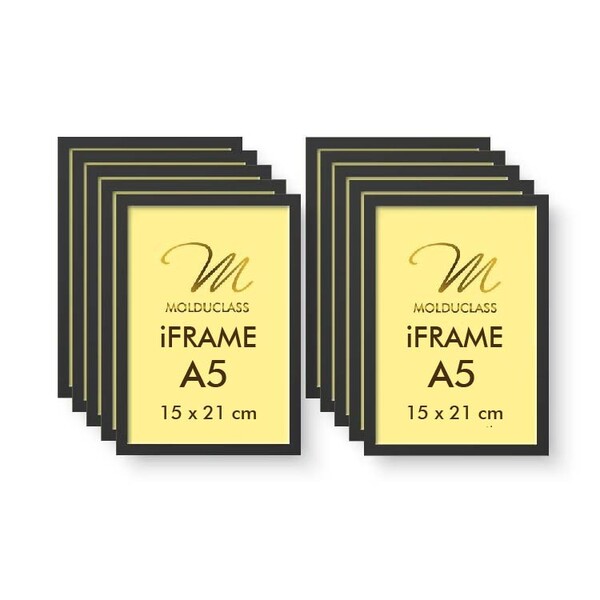 Kit 100 Molduras A5 Pretas Para Quadro Foto Acetato Iframe