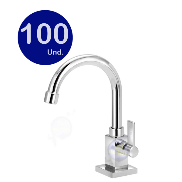 Kit 100 Unidades Torneira Lavatório Banheiro Quadrada Bica Mó