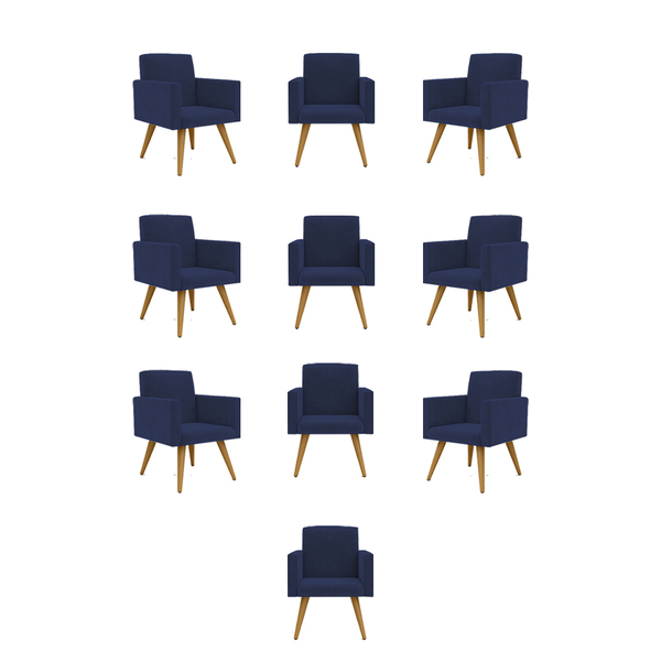 Kit 10  Poltronas Decorativa Sala Oferta - Balaqui Decor Azul