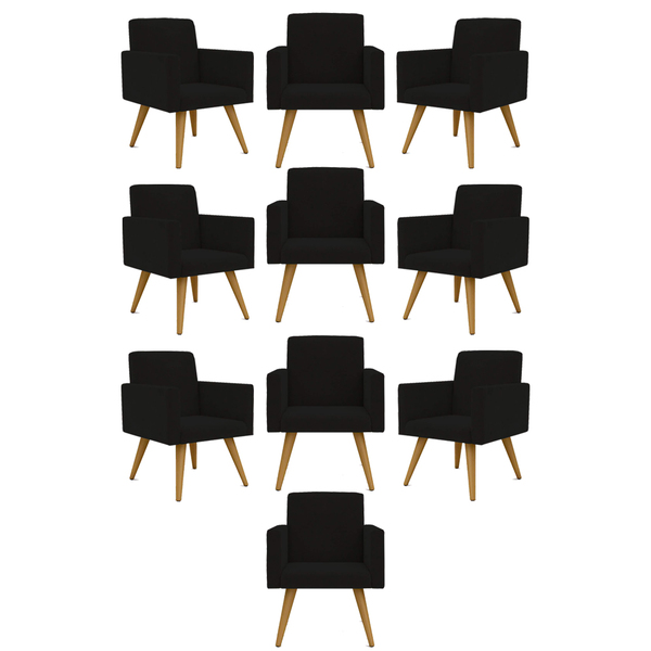 Kit 10  Poltronas Decorativa Sala Oferta - Balaqui Decor Preto