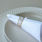 Kit 10 Anéis Guardanapo Pérola Dupla Dourada Mesa Posta