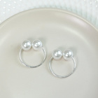 Kit 10 Anéis Guardanapo Pérola Dupla Prata Mesa Posta