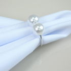 Kit 10 Anéis Guardanapo Pérola Dupla Prata Mesa Posta