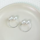 Kit 10 Anéis Guardanapo Pérola Dupla Prata Mesa Posta