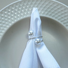 Kit 10 Anéis Guardanapo Pérola Dupla Volta Prata