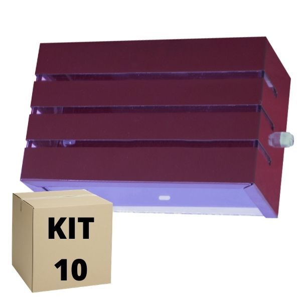 Kit 10 Arandelas Frisada 2 Fachos Marrom Luminária Externa Aluminio