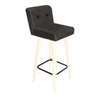 Kit 10 Banqueta Alta Branco Botão Preto Cinza