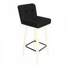 Kit 10 Banqueta Alta Branco Botão Preto Preto