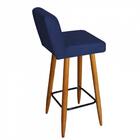 Kit 10 Banqueta Alta Castanho Botão Preto Azul Marinho