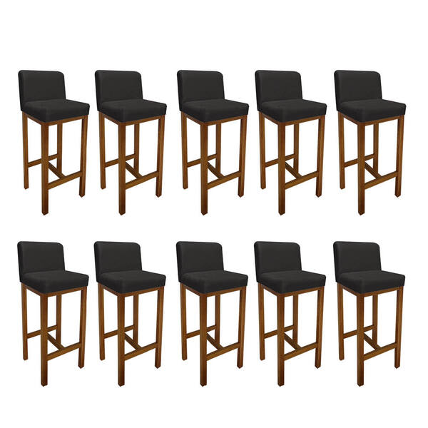 Kit 10 Banqueta Alta Com Encosto Aila Cozinha Balcão Bistrô B
