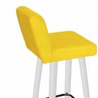 Kit 10 Banqueta Alta Com Encosto Lana Branco Amarelo