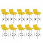 Kit 10 Banqueta Alta Com Encosto Lana Branco Amarelo
