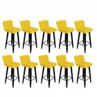 Kit 10 Banqueta Alta Com Encosto Lana Preto Amarelo