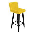 Kit 10 Banqueta Alta Com Encosto Lana Preto Amarelo