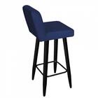 Kit 10 Banqueta Alta Com Encosto Lana Preto Azul Marinho