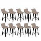 Kit 10 Banqueta Alta Com Encosto Lana Preto Bege