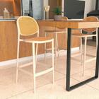 Kit 10 Banqueta Alta Com Encosto Roma Em Polipropileno - Nude