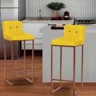 Kit 10 Banqueta Alta Ferro Bronze Botão Preto Amarelo